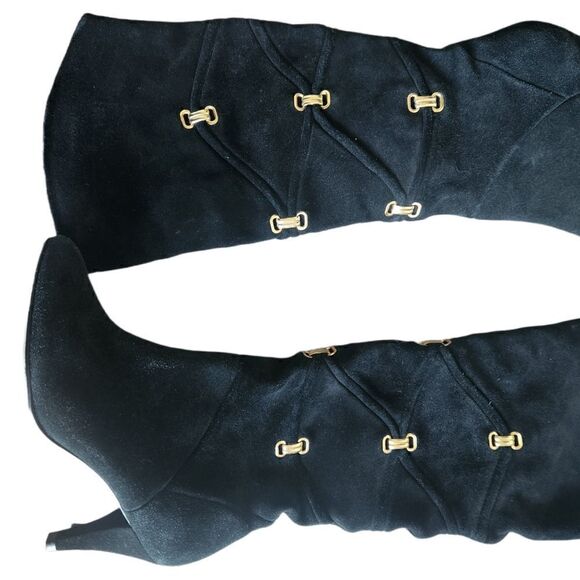 ANTONIO Melani Black and Gold Suede Boots - Picture 2 of 6